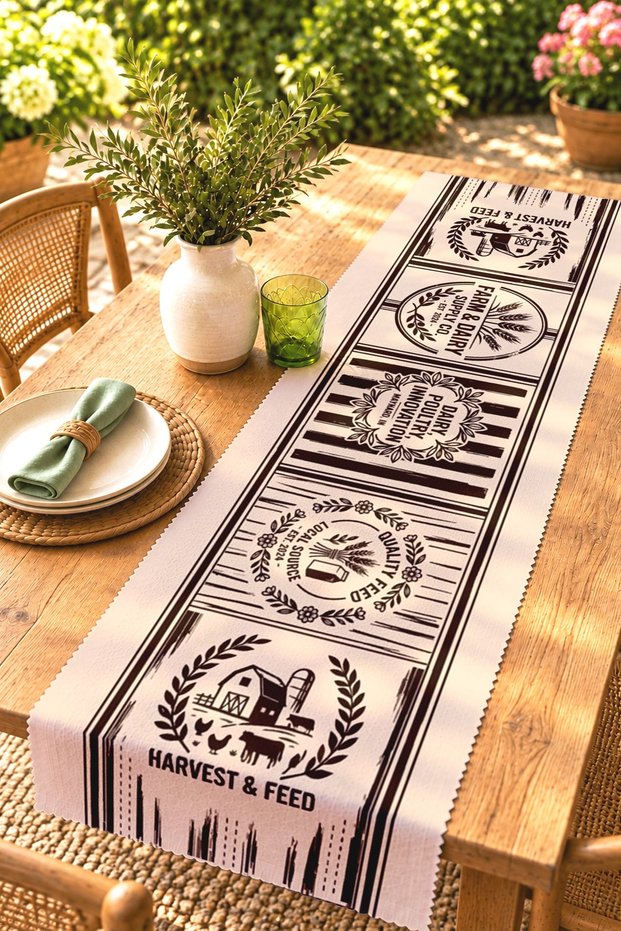 Farm Themed Patterned Runner / Tablecloth / Placemat