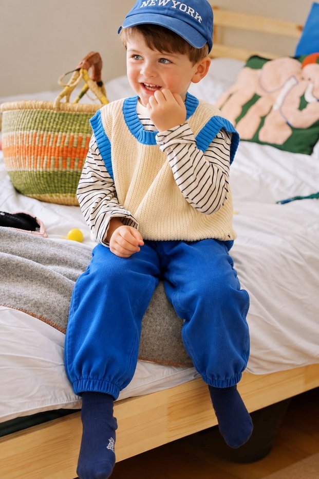 Boy's Elastic Waist Wide Leg Jogger Pants - Blue