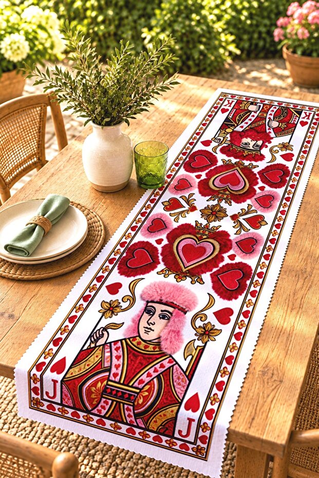 (No Feathers) Digital Printing Cards Patterned Runner / Tablecloth / Placemat