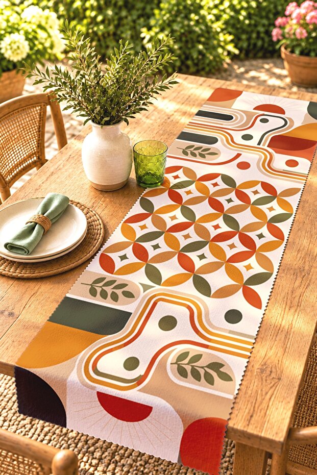 Runner/Tablecloth/American Service with Different Abstract Rainbow Patterns