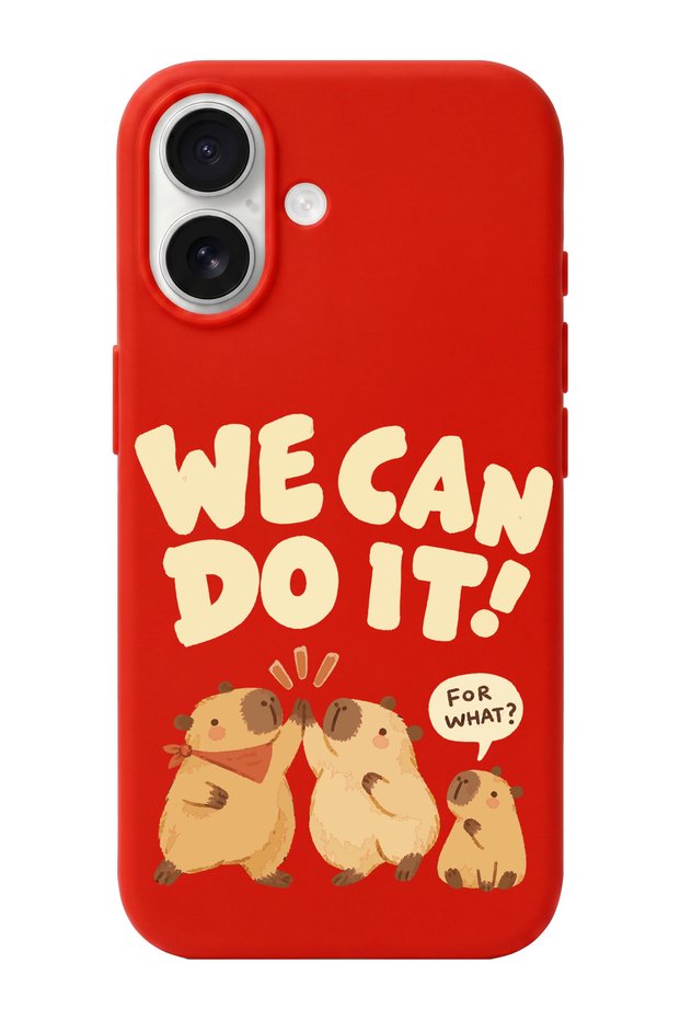 iPhone 17 Compatible We Can Do It Patterned Tpu Silicone Inside Suede Phone Case