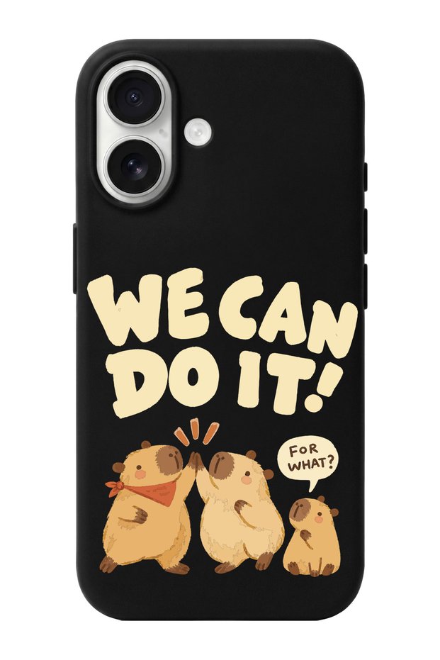 جراب هاتف من السيليكون TPU بنمط We Can Do It متوافق مع iPhone 16 مع طبقة داخلية من جلد الغزال