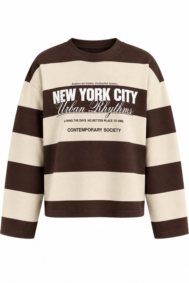 Brown Yellow New York Printed Sweatshirt - 1132