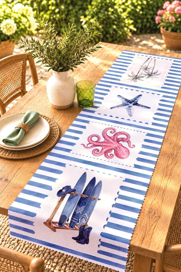 Starfish Patterned Runner / Tablecloth / Placemat