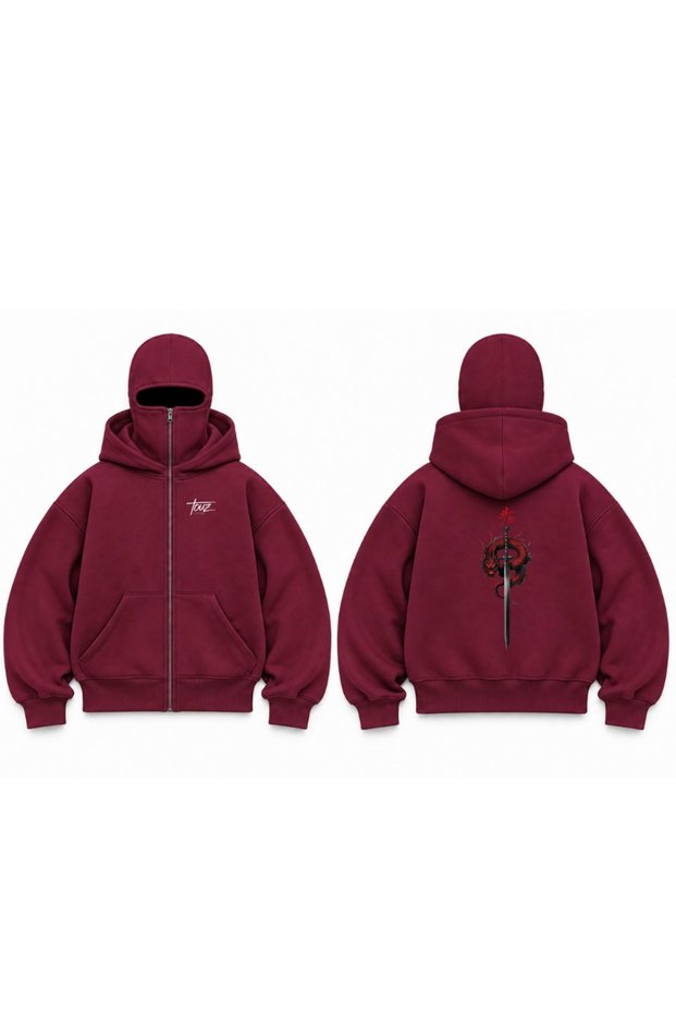 Snow Masked Balaclava Dragon Sword Printed Ninja Hoodie Sweatshirt