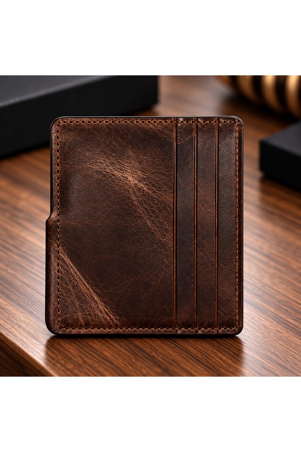 Genuine Leather Unisex Card Holder Wallet – Stylish Design