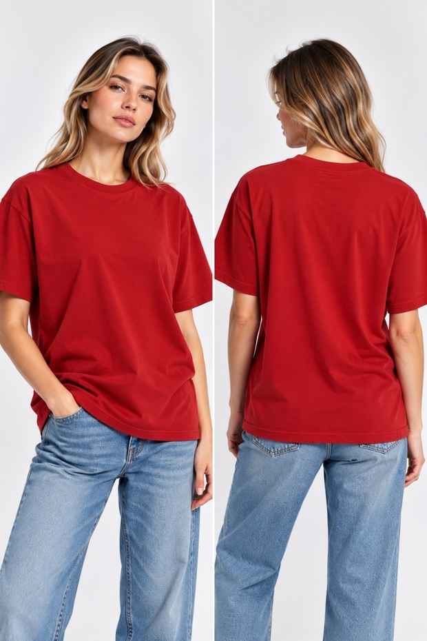 Women's Oversize T-Shirt T-Shirt Casual Fit White Smoked Gray Khaki Red Black Stone