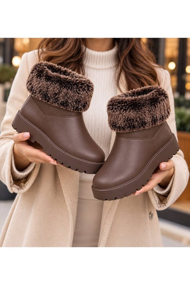 Women's Fur Waterproof Comfortable Sole Lightweight Ankle Boots