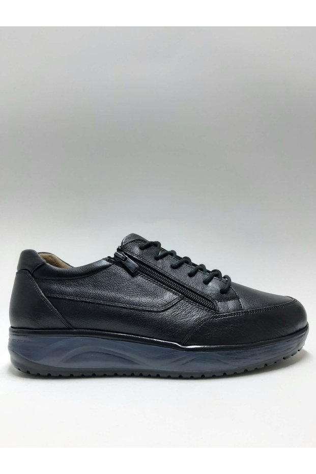 Genuine Leather Zippered Oversize (45-46-47...) Lightweight Full Orthopedic Men's Walking Shoes