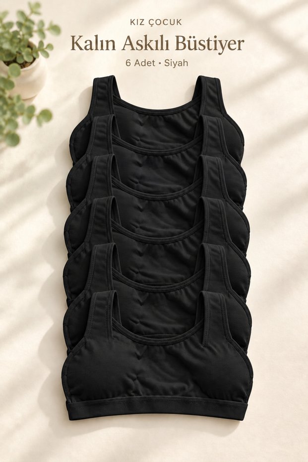 Girl's Bustier with 6 Pads, Thick Straps, Combed Cotton Training Bra
