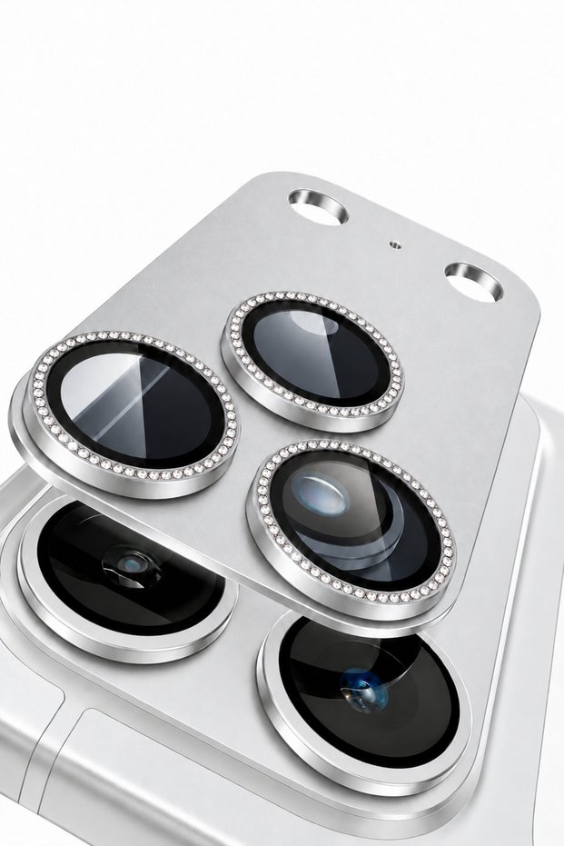 (Stoned Sapphire) iPhone 17 Pro Max / 18 Pro Max Compatible Camera Lens Protector with Frame Ar+Af Full Coverage Protective Glass