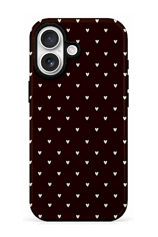 متوافق مع iPhone 16 - تصميم قلوب صغيرة، غطاء مزدوج الطبقات، غلاف حماية ذو سطح لامع