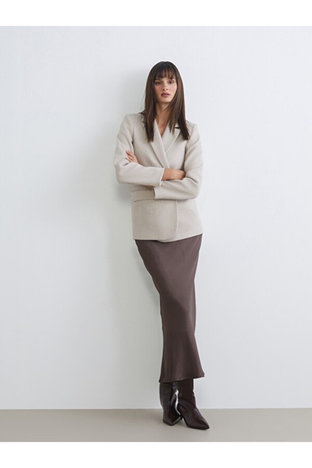 Esvab • Modern & Distinctive A-Line Satin Skirt with Waist Cord