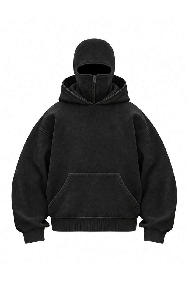 Unisex Multi-Colored Hooded Zippered Sweatshirt Oversize 3 Thread Rastered