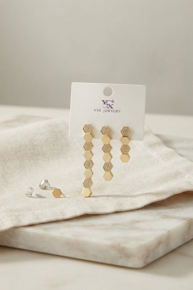 Gold-Toned Rice-Patterned Women's Earring Set - Lisinya LSELDR06