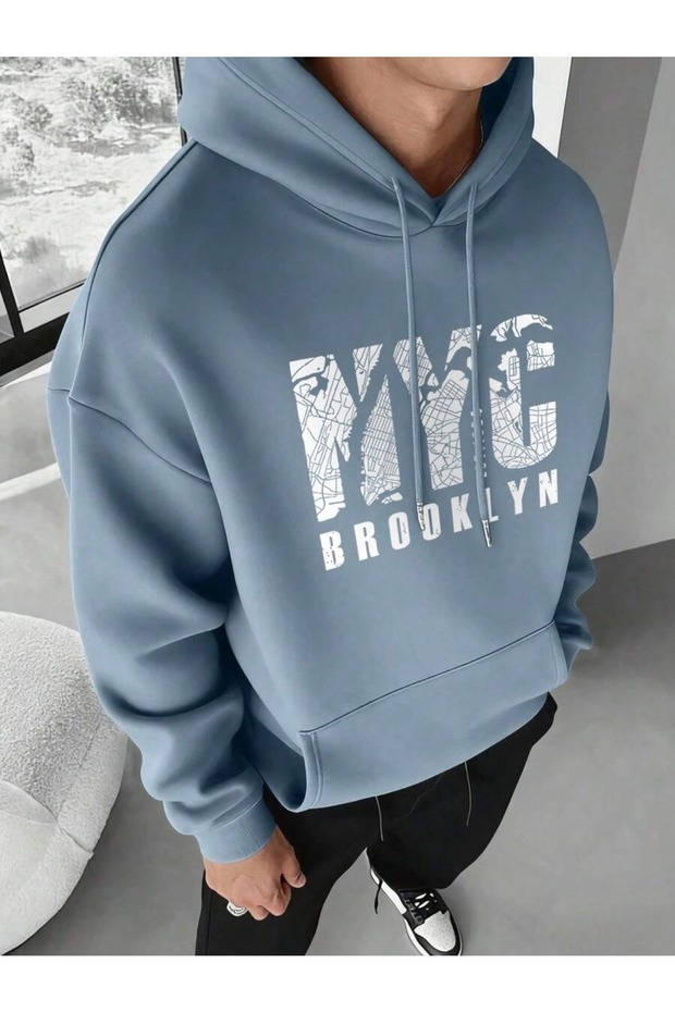 Hooded Ninja Jacket Zippered Sweatshirt Blue Oversize Unisex