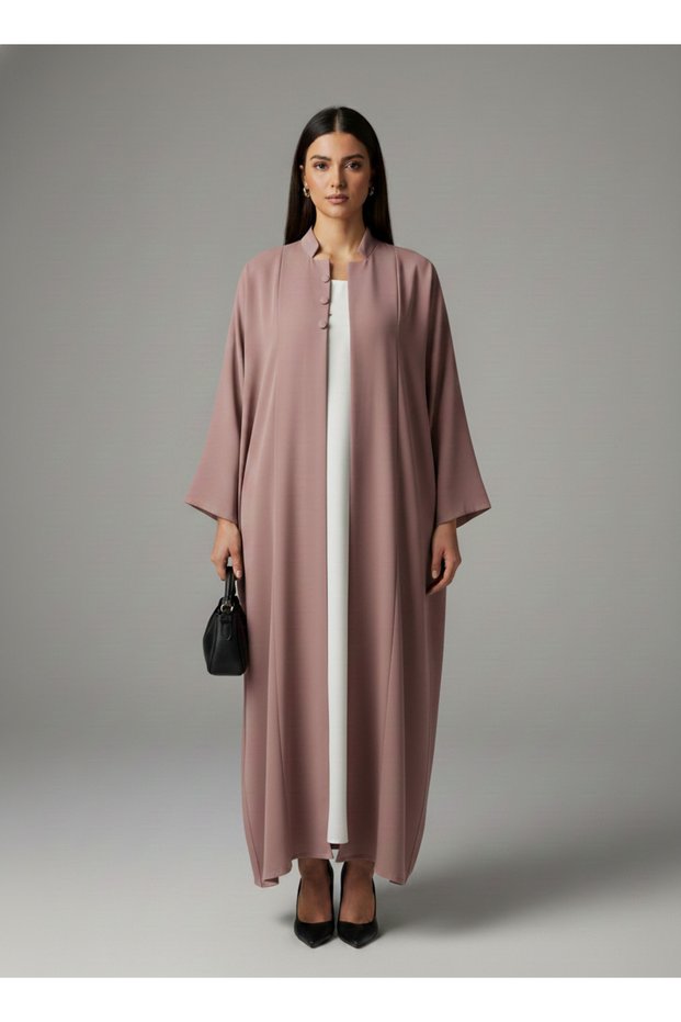 Signature Korean Nida Open Abaya I Minimalist High-Neck Design