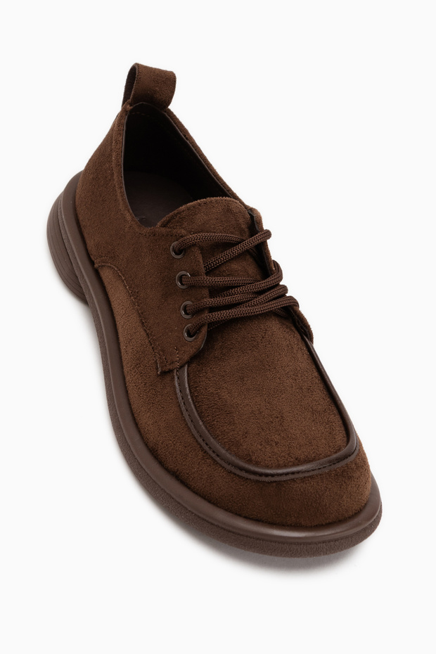 Charis Brown Suede Lace-Up Thick Sole Women's Loafer