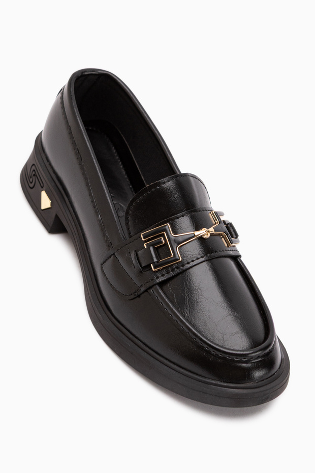 Clarie Black Buckle Women's Loafer Casual Shoes