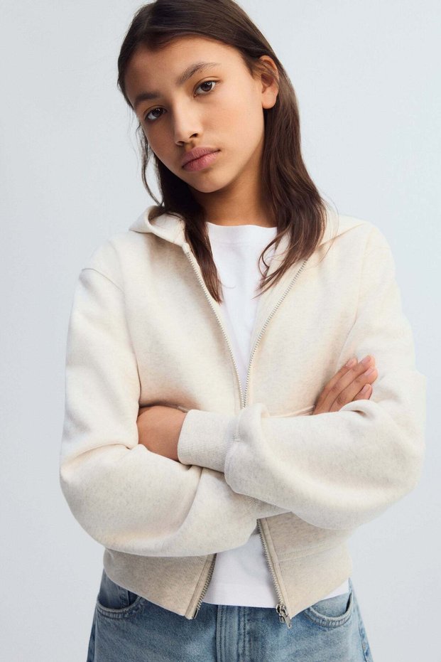 Zip-through brushed-inside h hoodie