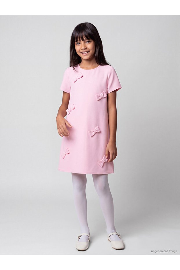 Zero Roba Collar Bow Detailed Girl's Dress from Uzg Store for Style Enthusiasts