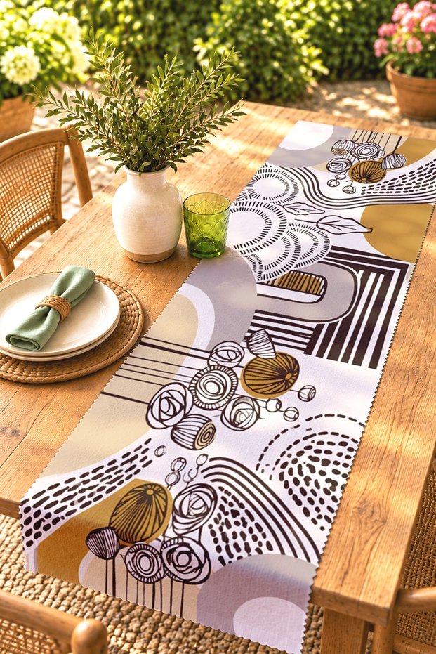 Abstract Drawings Patterned Runner / Tablecloth / Placemat