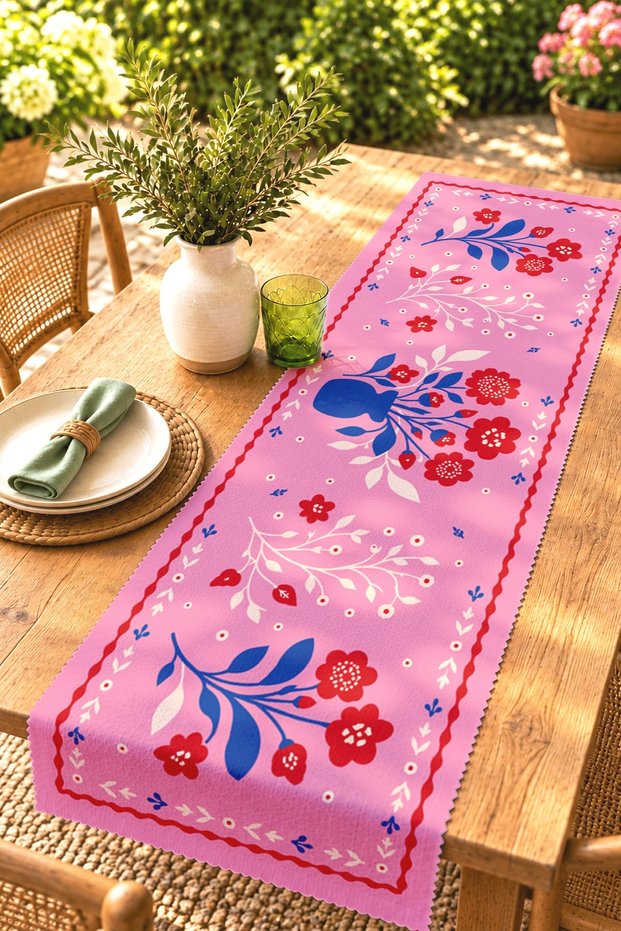 Bohemian Flowers Patterned Runner / Tablecloth / Placemat