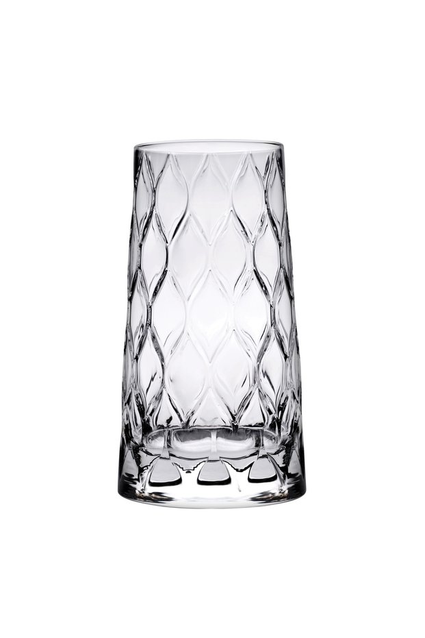 4 Pieces Leafy Long Drink Glass Set 450 Ml Clear