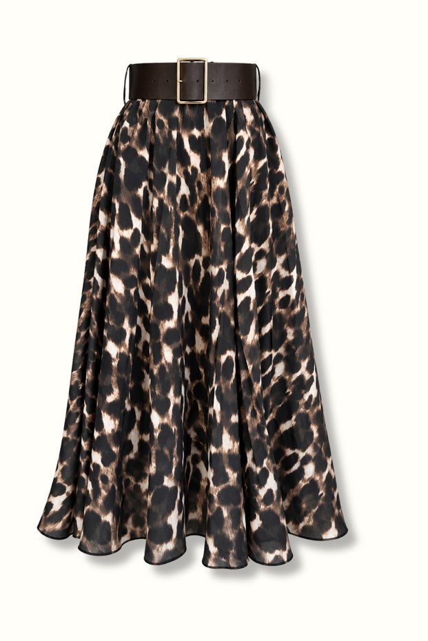 Belted Leopard Skirt