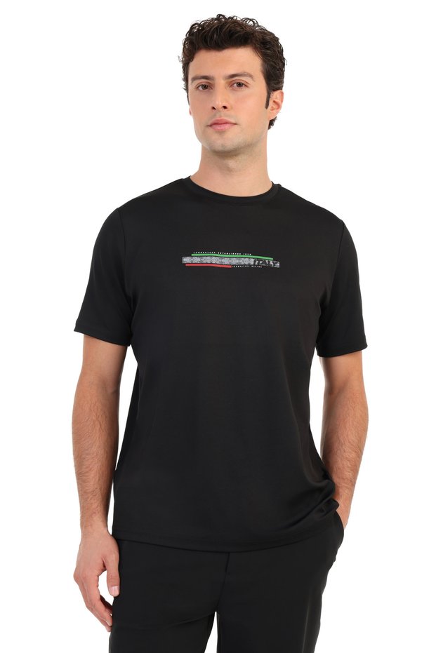 Short Sleeve T-Shirt Men's Black ml Zey 11Itl404