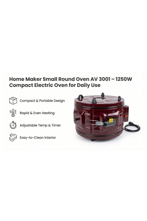 Home Maker Small Round Oven AV 3001, Red / Black