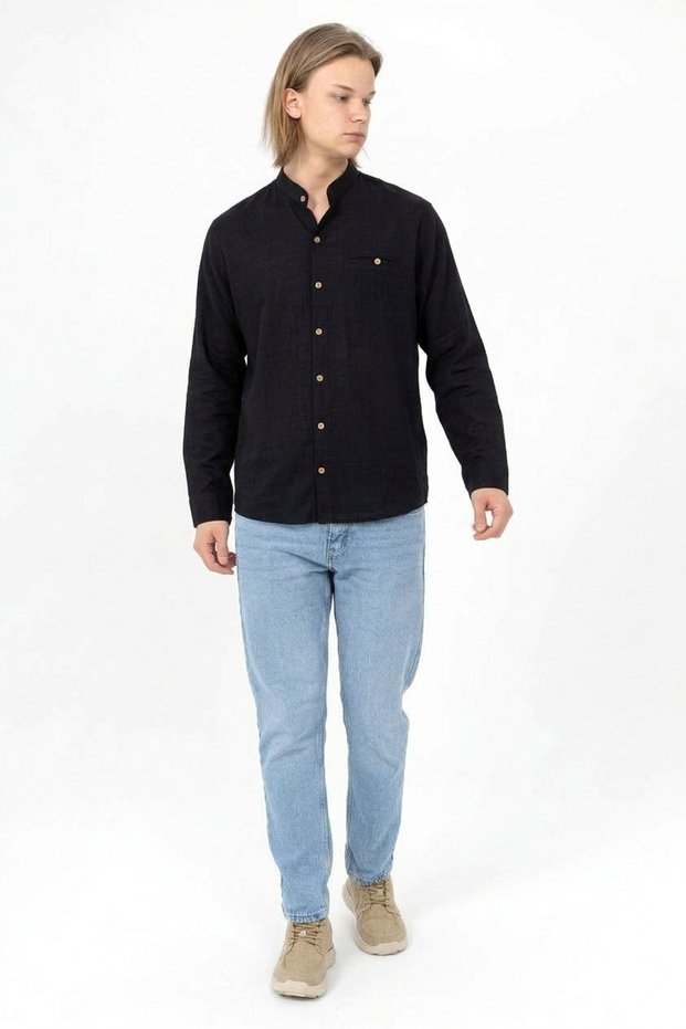 Shantuklu Hakim Collar Long Sleeve Shirt-4550