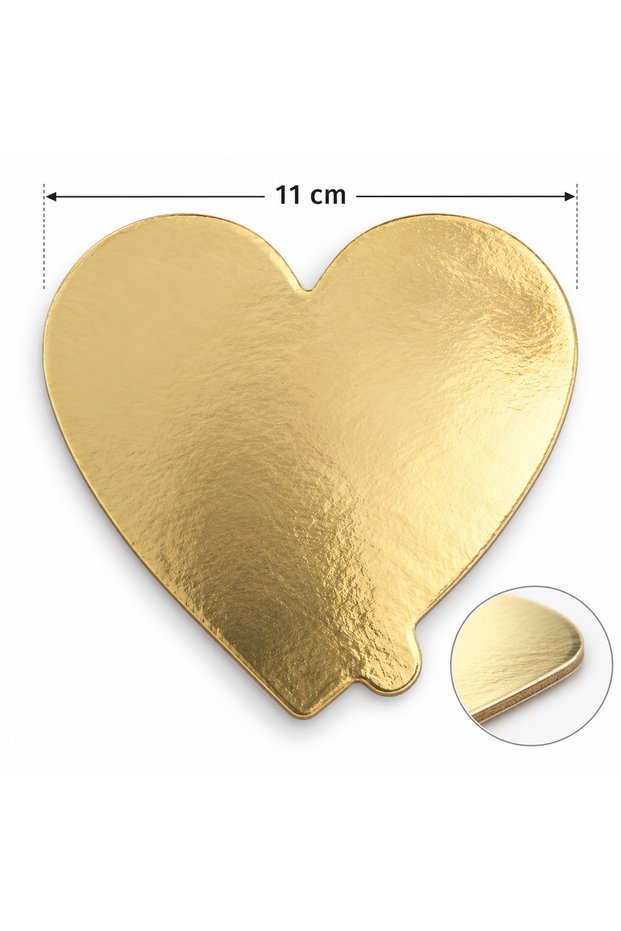 Gold Heart Cake Base 11 cm 50 Pieces