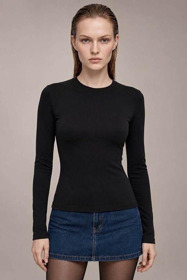 Women's Long Sleeve Crew Neck Basic Blouse