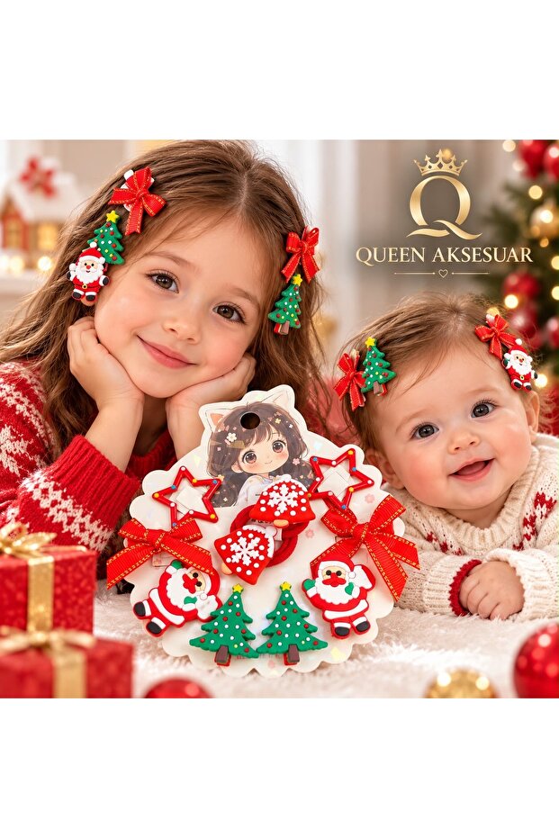 10-Piece Set of Tiny Small Pliers with Rubber Christmas Ornaments Gift Buckle Set Star Bow Santa Claus Pine Tree