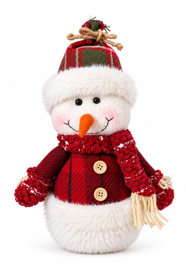 New Year's Snowman Figure 30 cm Red and White Decorative New Year Ornament