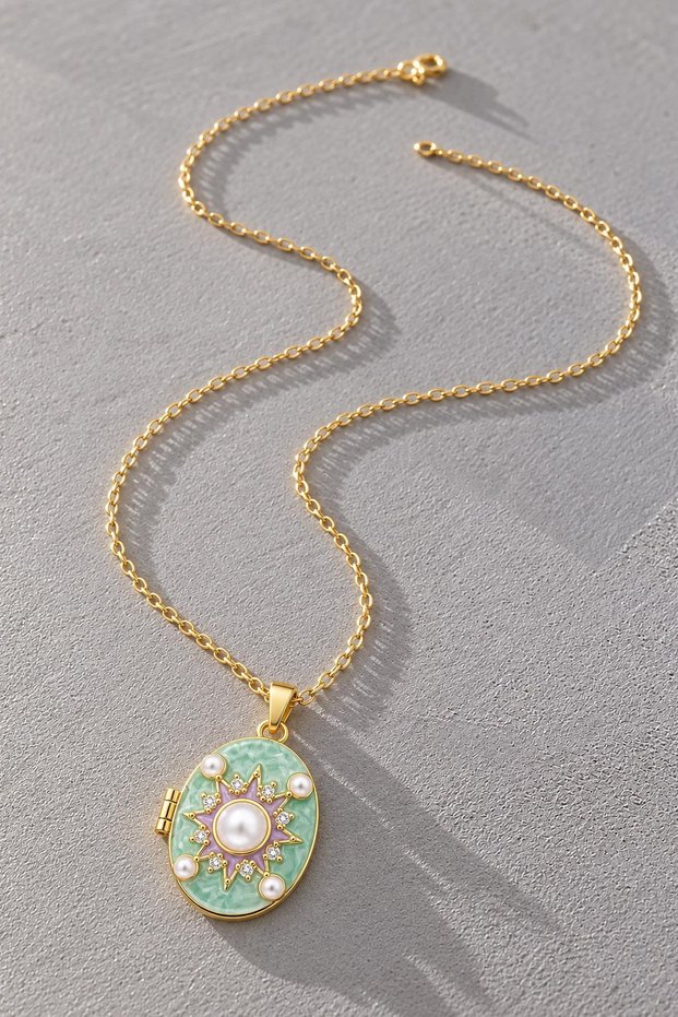 Vintage Openable Steel Necklace with Pearls