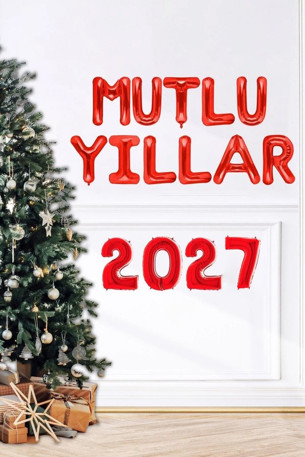 Happy New Year 2027 Red Balloon Set Letter and Number 2026 New Year Balloon Decoration Set
