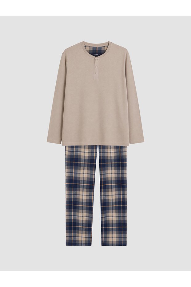 Peak New Season Beige Regular Fit Men's Pajama Set