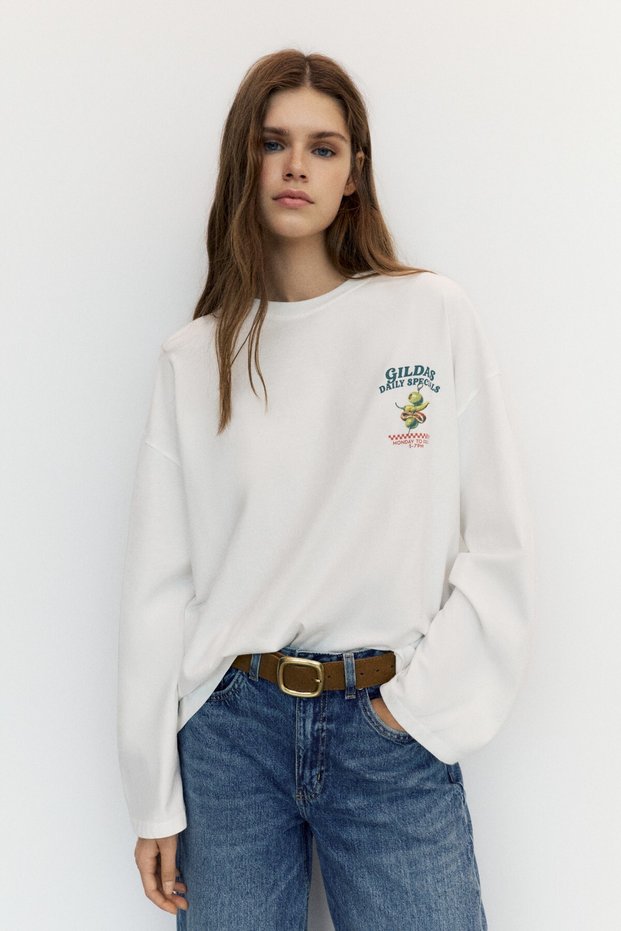 Gilda grafikli oversize tişört