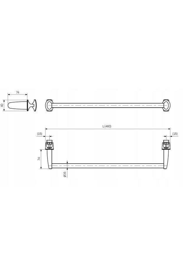 Mâner de balustradă 460 suport drept BASIC Alb