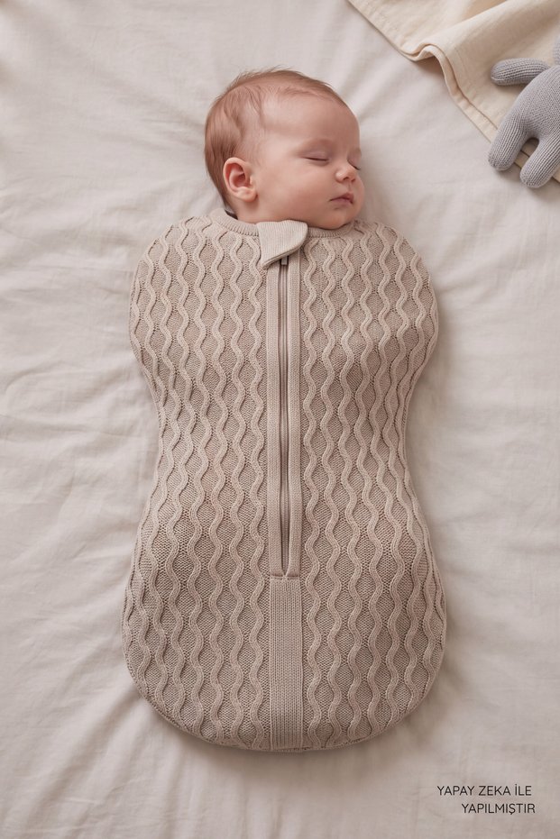 Knitwear Baby Swaddle Sleeping Bag - Hair Knitted Zippered Newborn Swaddle