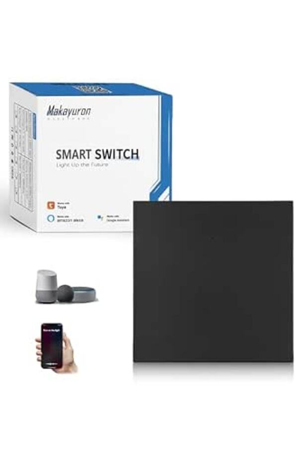 Makaiuron Smart Light Switch, Wifi Tuya One Touch, White, Wall Switch