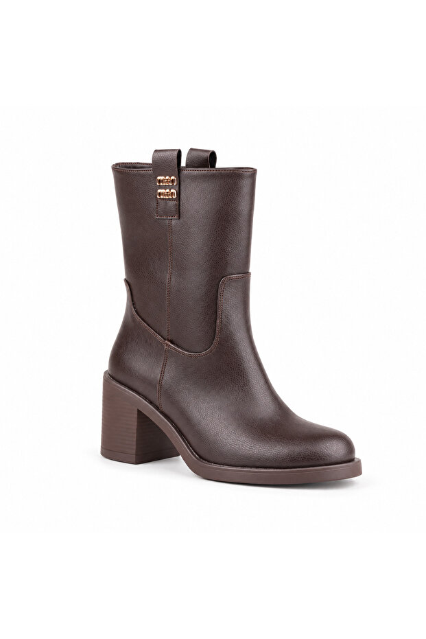 Lucera Metal Ankle Detailed Heeled Women's Boots