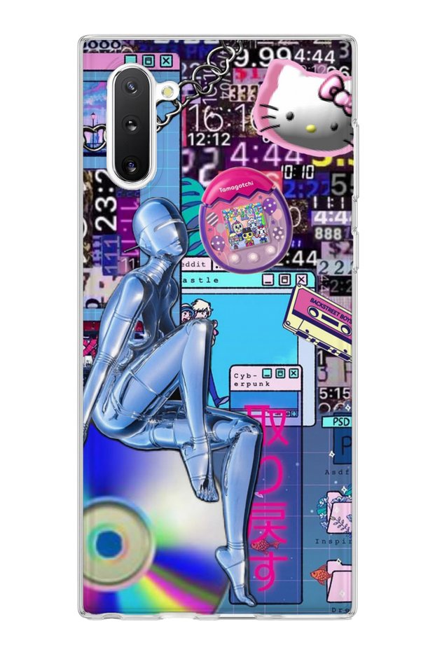 Samsung Galaxy Note 10 Compatible Chrome Robot Woman Printed Transparent Phone Case