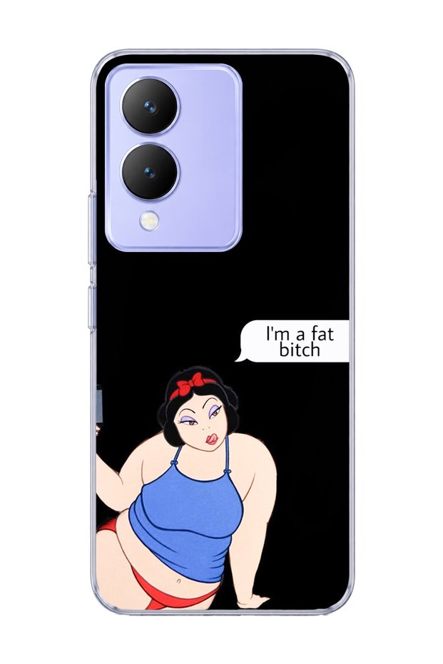 Vivo Y17S Compatible Funny Princess Black Printed Transparent Phone Case