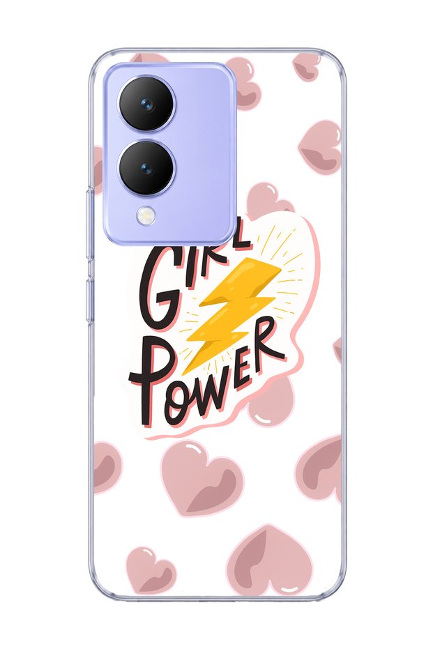 Vivo Y17S Compatible Lightning and Heart Printed Transparent Phone Case