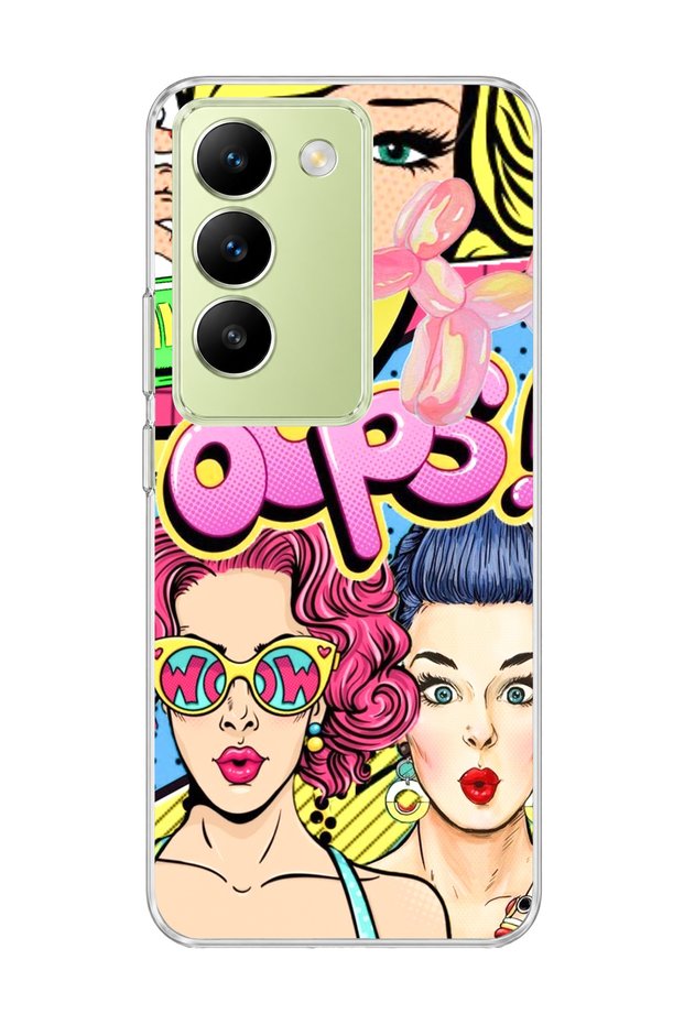 Vivo V30 Lite 4g Compatible Colorful Comic Women Printed Transparent Phone Case