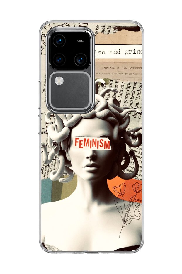Vivo V30 5g Compatible Snake Hair Sculpture Printed Transparent Phone Case