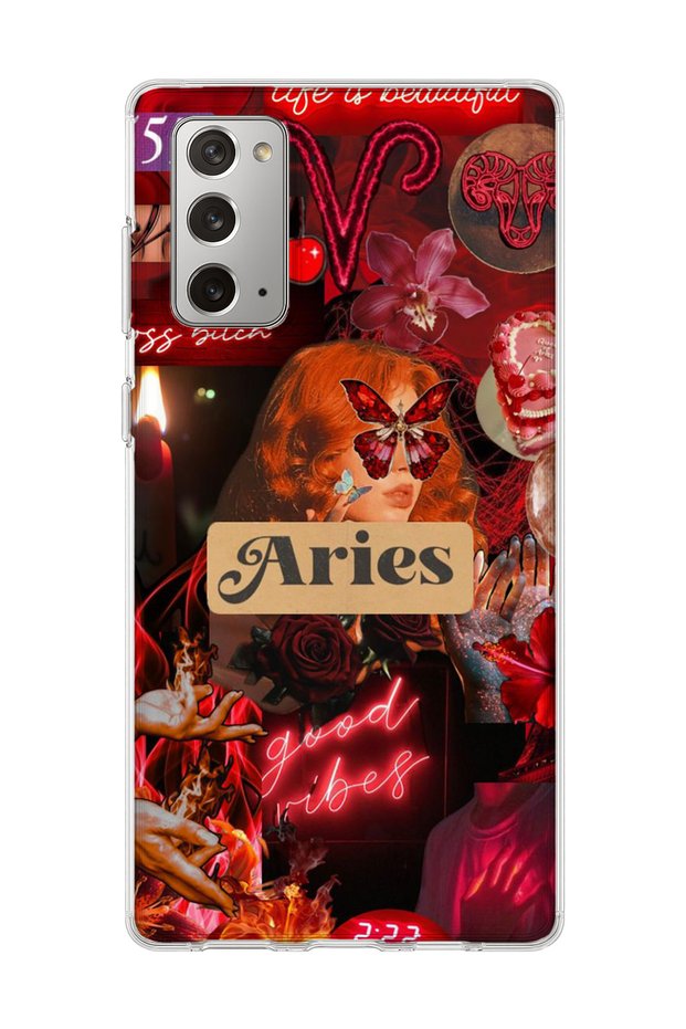 Samsung Galaxy Note 20 Compatible Aries Sign Printed Transparent Phone Case